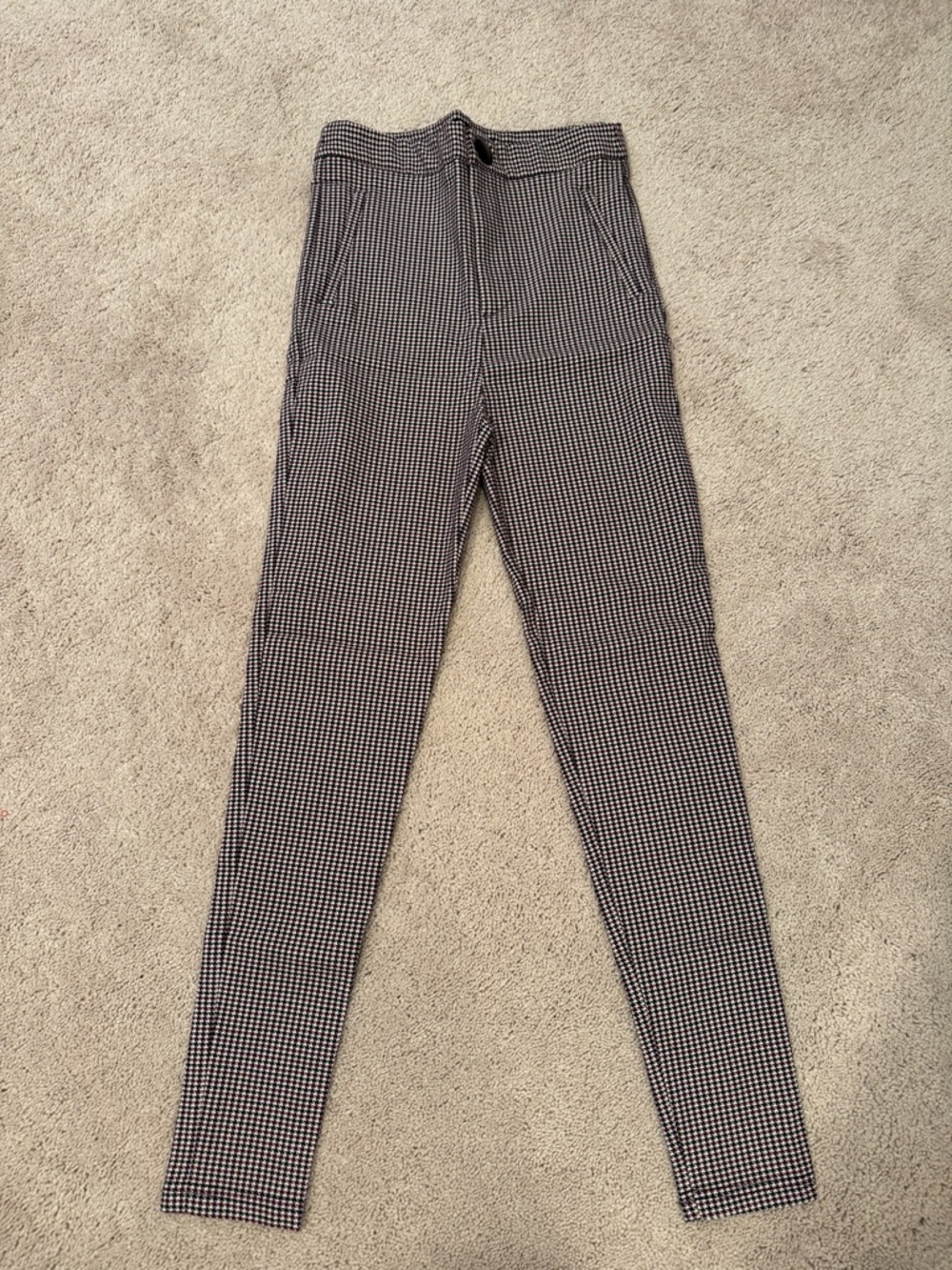 Zara Black & White Micro-Check Chinos